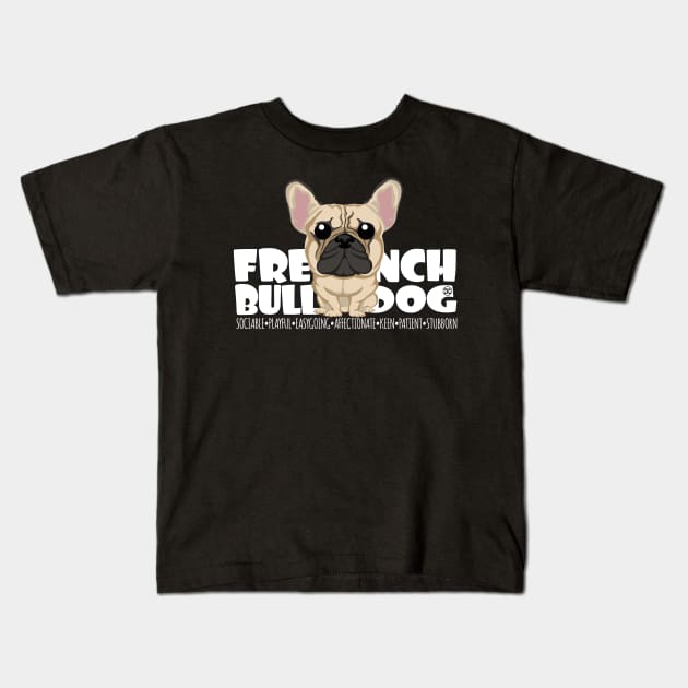 French Bulldog (Fawn)- DGBigHead Kids T-Shirt by DoggyGraphics